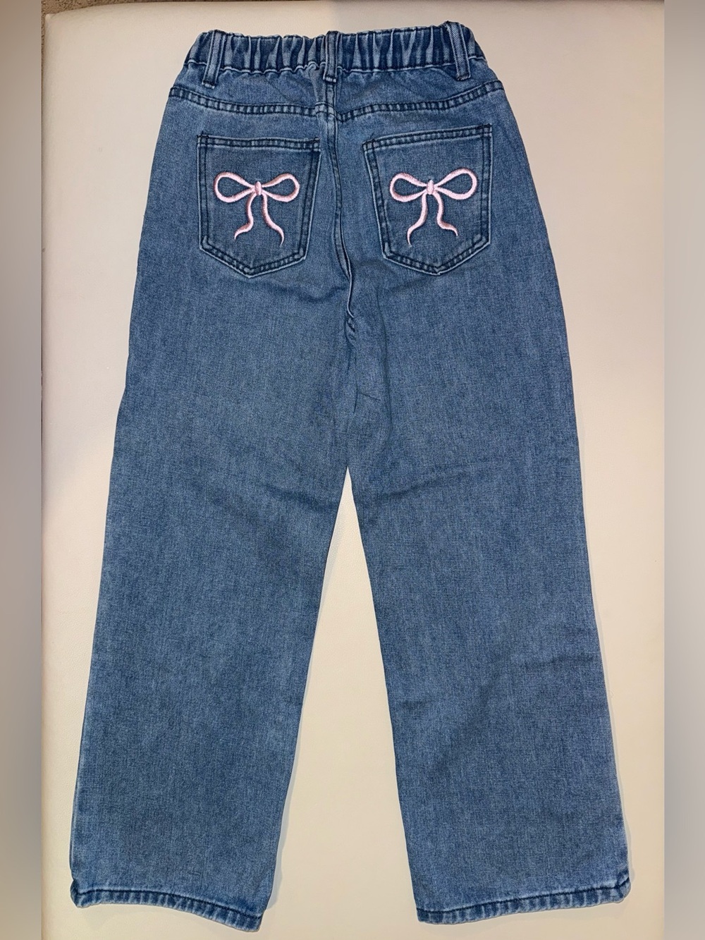 SHEIN Kids Elastic Waist Wide-Leg Jeans - Light Blue